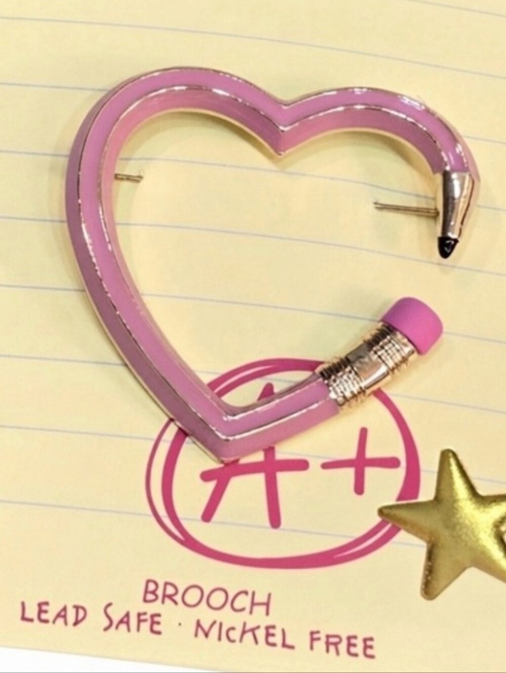 Betsey Johnson Pink Heart Pencil Brooch  Te